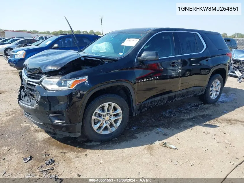 2021 Chevrolet Traverse Ls VIN: 1GNERFKW8MJ264851 Lot: 40551553