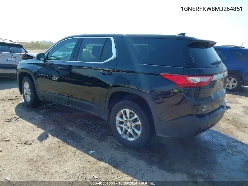 2021 Chevrolet Traverse Ls VIN: 1GNERFKW8MJ264851 Lot: 40551553