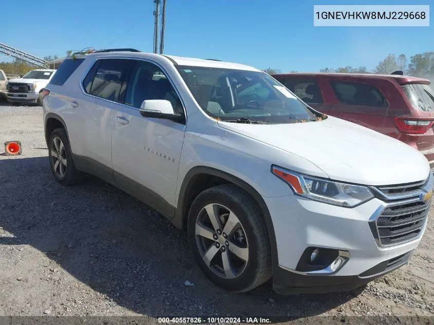 2021 Chevrolet Traverse Awd Lt Leather VIN: 1GNEVHKW8MJ229668 Lot: 40557826