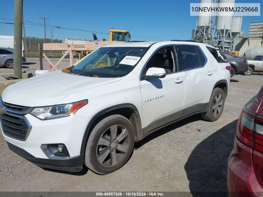 2021 Chevrolet Traverse Awd Lt Leather VIN: 1GNEVHKW8MJ229668 Lot: 40557826