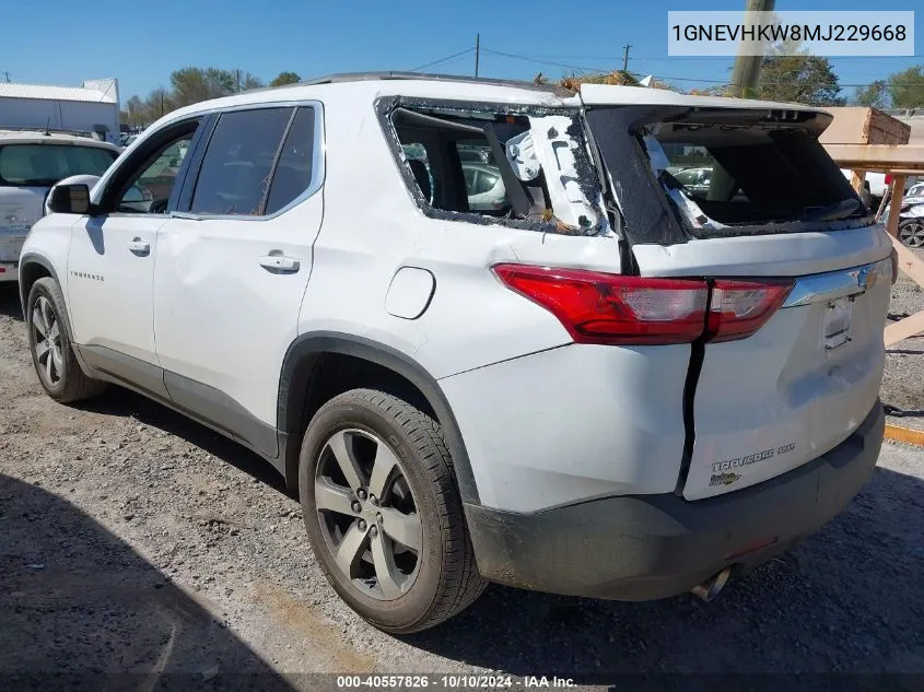 2021 Chevrolet Traverse Awd Lt Leather VIN: 1GNEVHKW8MJ229668 Lot: 40557826