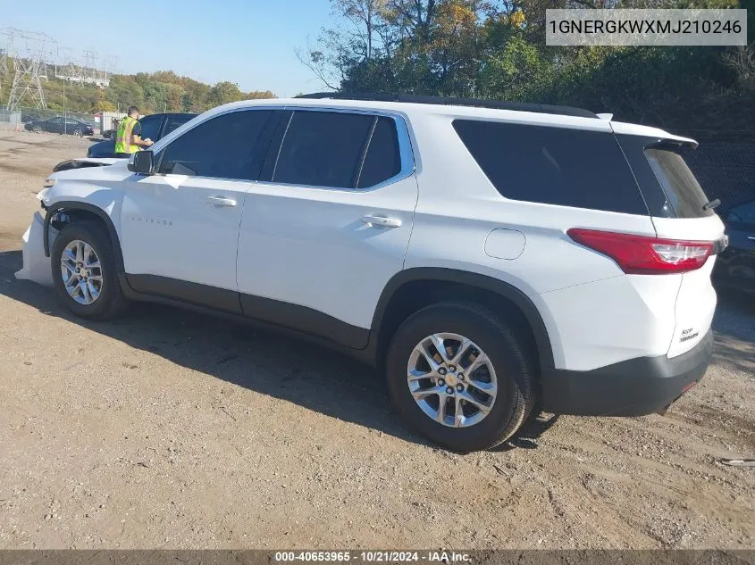 2021 Chevrolet Traverse Fwd Lt Cloth VIN: 1GNERGKWXMJ210246 Lot: 40653965