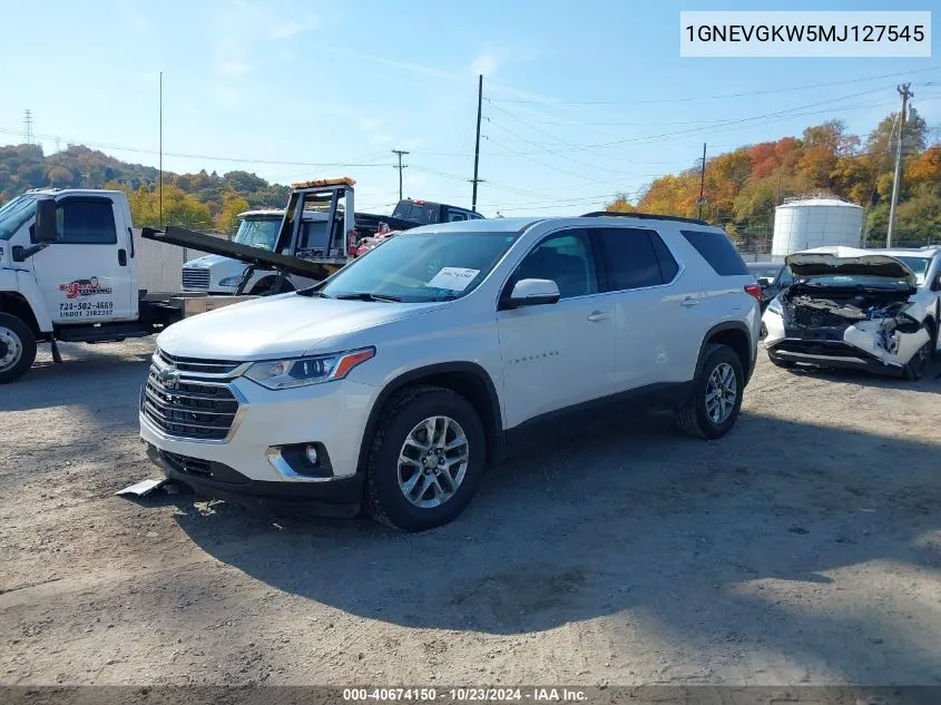 1GNEVGKW5MJ127545 2021 Chevrolet Traverse Awd Lt Cloth