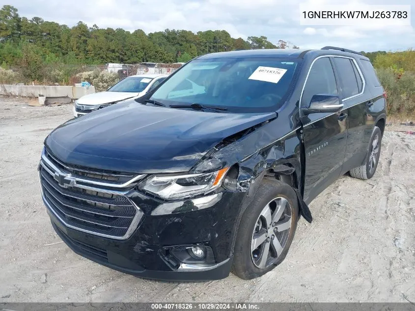 2021 Chevrolet Traverse Fwd Lt Leather VIN: 1GNERHKW7MJ263783 Lot: 40718326