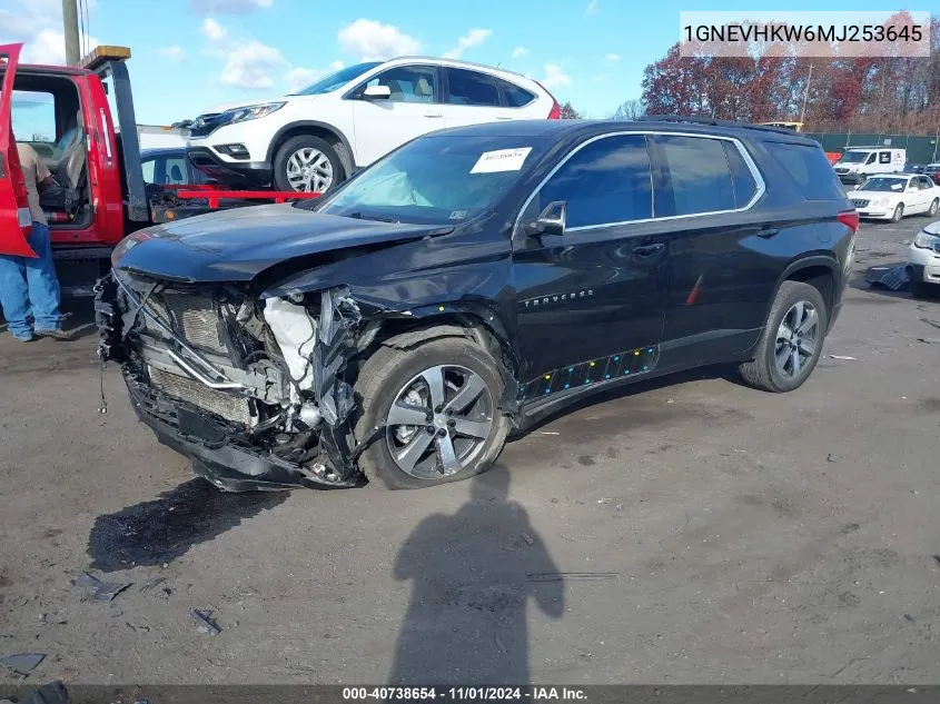 2021 Chevrolet Traverse Awd Lt Leather VIN: 1GNEVHKW6MJ253645 Lot: 40738654