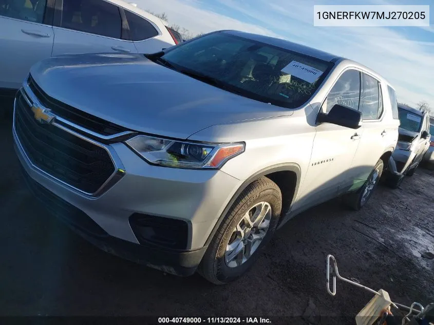 1GNERFKW7MJ270205 2021 Chevrolet Traverse Fwd Ls