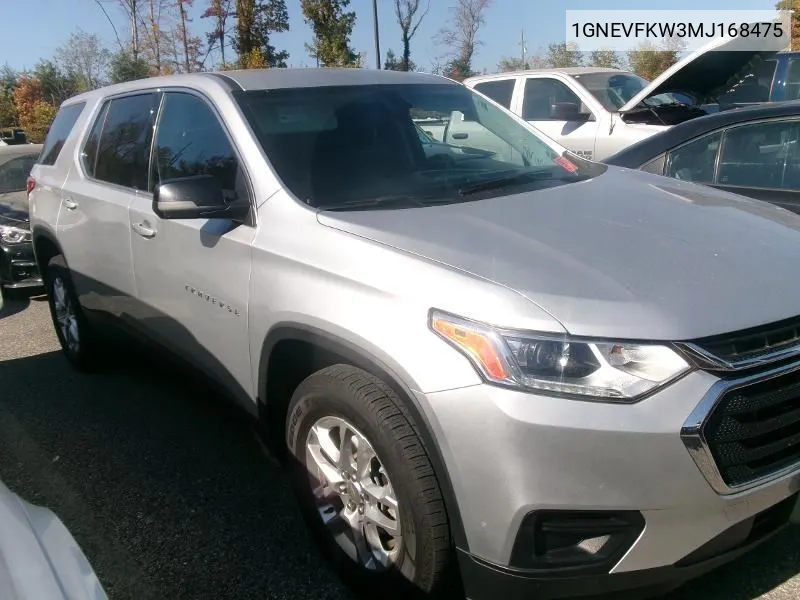 2021 Chevrolet Traverse Awd Ls VIN: 1GNEVFKW3MJ168475 Lot: 40778380