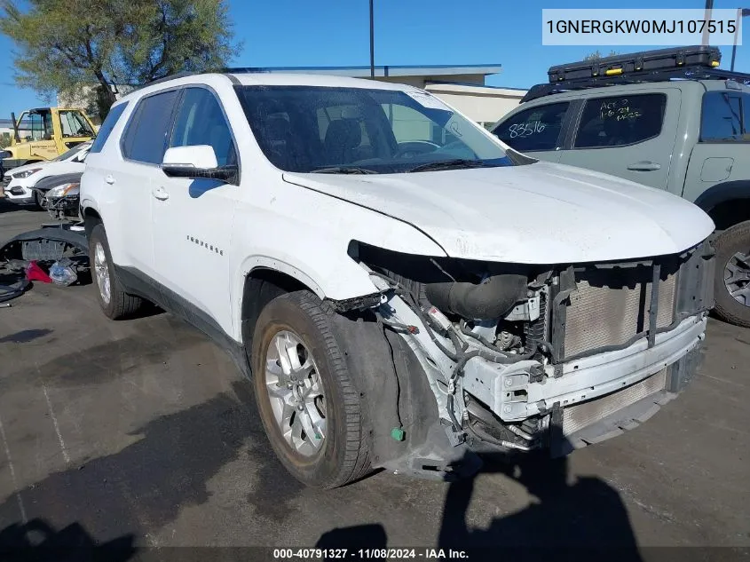 2021 Chevrolet Traverse Fwd Lt Cloth VIN: 1GNERGKW0MJ107515 Lot: 40791327