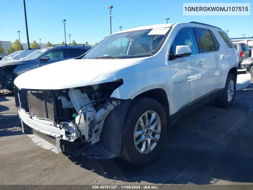 2021 Chevrolet Traverse Fwd Lt Cloth VIN: 1GNERGKW0MJ107515 Lot: 40791327