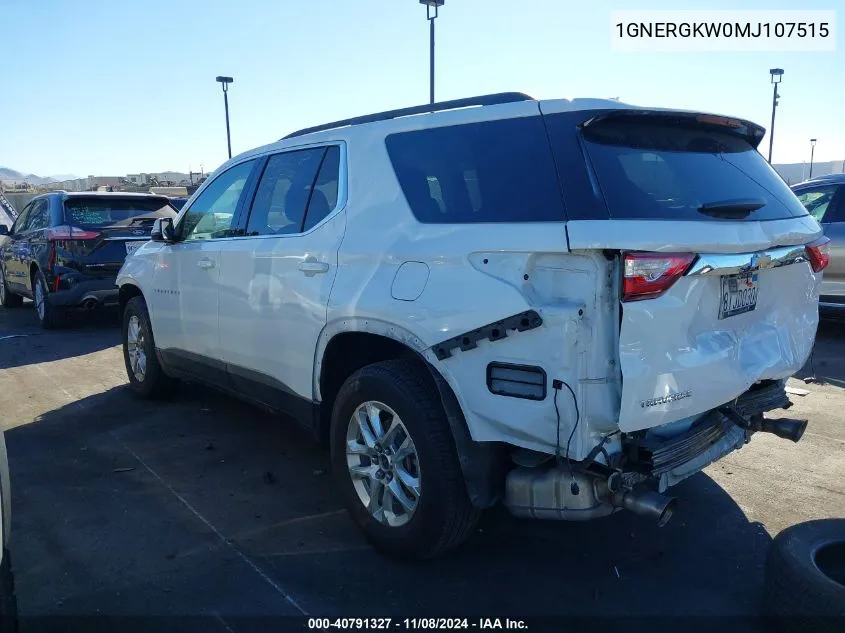 2021 Chevrolet Traverse Fwd Lt Cloth VIN: 1GNERGKW0MJ107515 Lot: 40791327