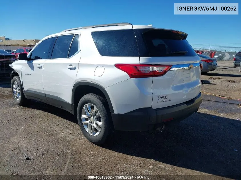 2021 Chevrolet Traverse Fwd Lt Cloth VIN: 1GNERGKW6MJ100262 Lot: 40813962