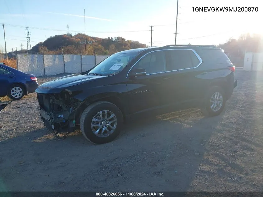 2021 Chevrolet Traverse Awd Lt Cloth VIN: 1GNEVGKW9MJ200870 Lot: 40826656