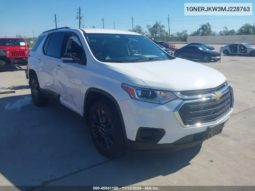 2021 Chevrolet Traverse Fwd Rs VIN: 1GNERJKW3MJ228763 Lot: 40841150