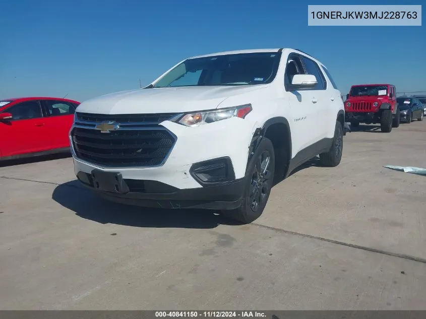 2021 Chevrolet Traverse Fwd Rs VIN: 1GNERJKW3MJ228763 Lot: 40841150