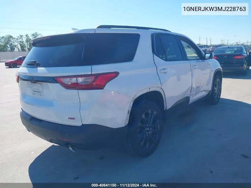 2021 Chevrolet Traverse Fwd Rs VIN: 1GNERJKW3MJ228763 Lot: 40841150