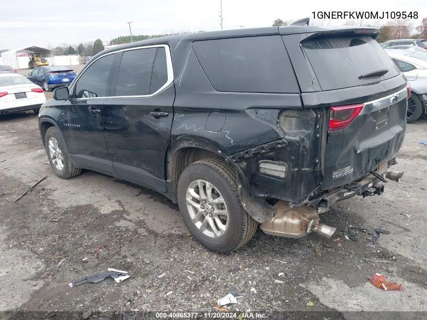 2021 Chevrolet Traverse Fwd Ls VIN: 1GNERFKW0MJ109548 Lot: 40865377