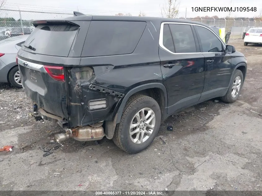 2021 Chevrolet Traverse Fwd Ls VIN: 1GNERFKW0MJ109548 Lot: 40865377