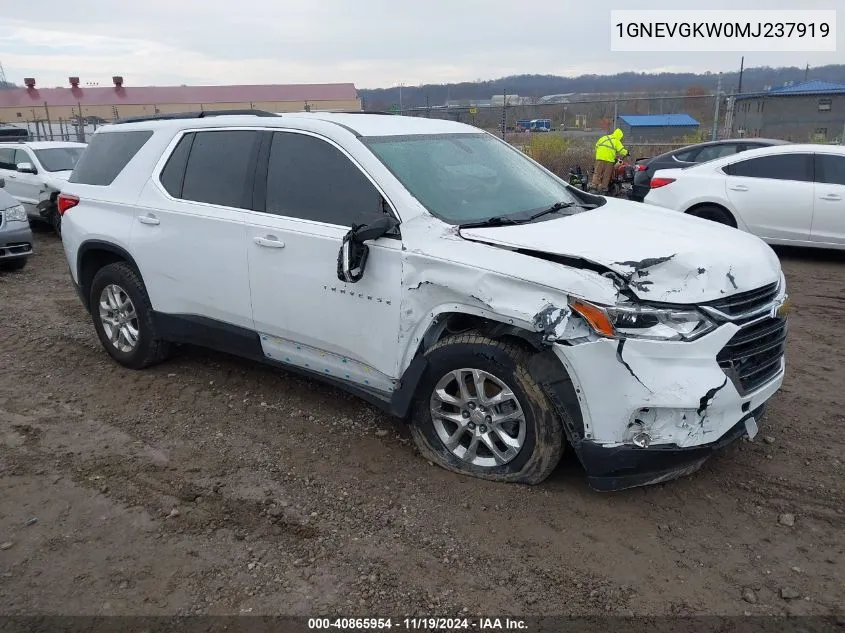 1GNEVGKW0MJ237919 2021 Chevrolet Traverse Awd Lt Cloth