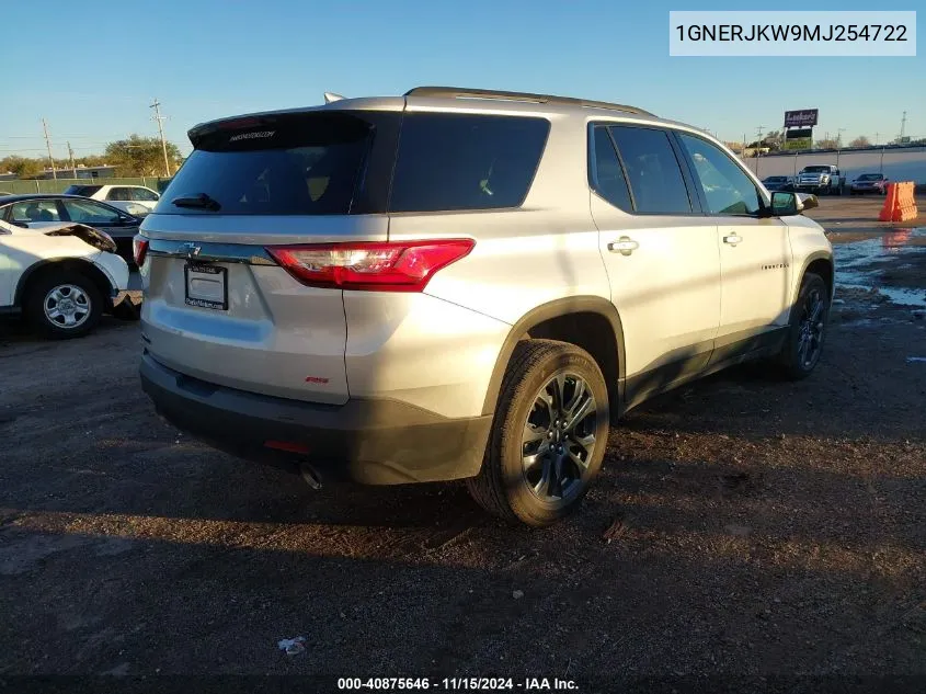 2021 Chevrolet Traverse Fwd Rs VIN: 1GNERJKW9MJ254722 Lot: 40875646