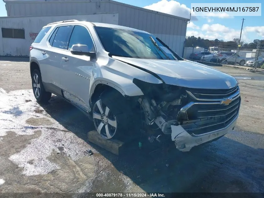 2021 Chevrolet Traverse Awd Lt Leather VIN: 1GNEVHKW4MJ167587 Lot: 40879178