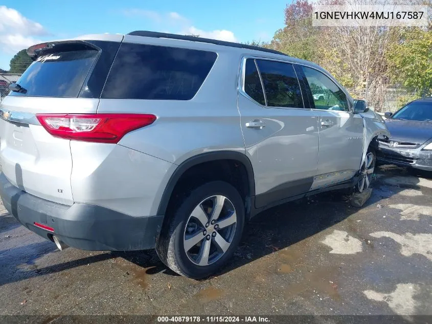 2021 Chevrolet Traverse Awd Lt Leather VIN: 1GNEVHKW4MJ167587 Lot: 40879178