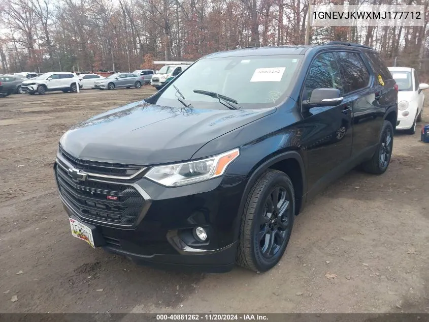 2021 Chevrolet Traverse Awd Rs VIN: 1GNEVJKWXMJ177712 Lot: 40881262