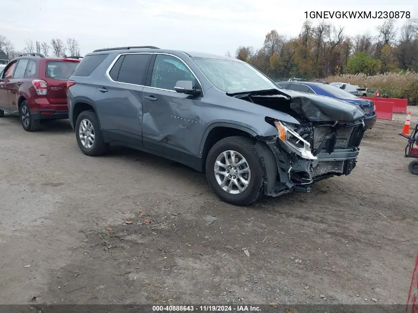 2021 Chevrolet Traverse Awd Lt Cloth VIN: 1GNEVGKWXMJ230878 Lot: 40888643