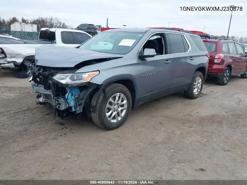 2021 Chevrolet Traverse Awd Lt Cloth VIN: 1GNEVGKWXMJ230878 Lot: 40888643