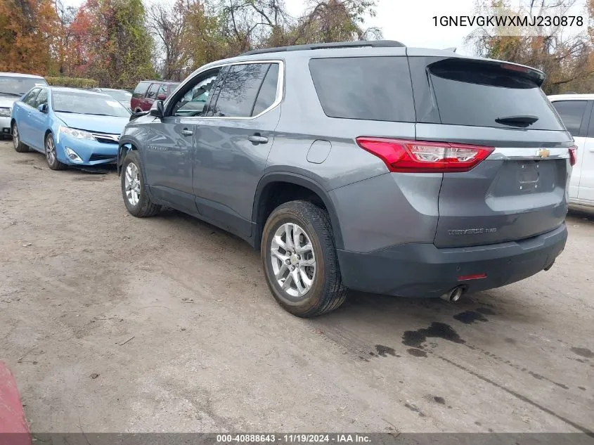 2021 Chevrolet Traverse Awd Lt Cloth VIN: 1GNEVGKWXMJ230878 Lot: 40888643