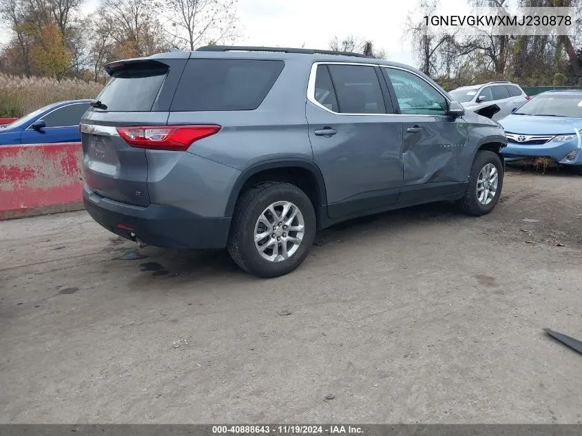 2021 Chevrolet Traverse Awd Lt Cloth VIN: 1GNEVGKWXMJ230878 Lot: 40888643