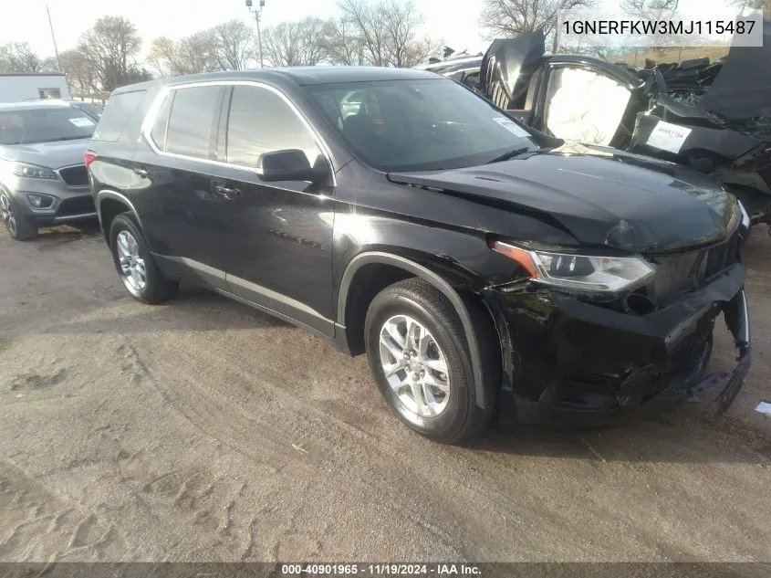 2021 Chevrolet Traverse Fwd Ls VIN: 1GNERFKW3MJ115487 Lot: 40901965