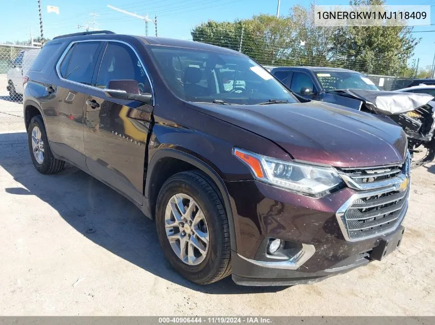 2021 Chevrolet Traverse Fwd Lt Cloth VIN: 1GNERGKW1MJ118409 Lot: 40906444