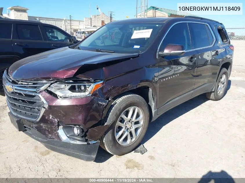 2021 Chevrolet Traverse Fwd Lt Cloth VIN: 1GNERGKW1MJ118409 Lot: 40906444