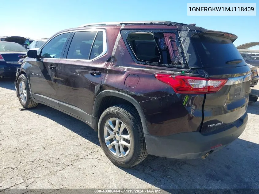 2021 Chevrolet Traverse Fwd Lt Cloth VIN: 1GNERGKW1MJ118409 Lot: 40906444