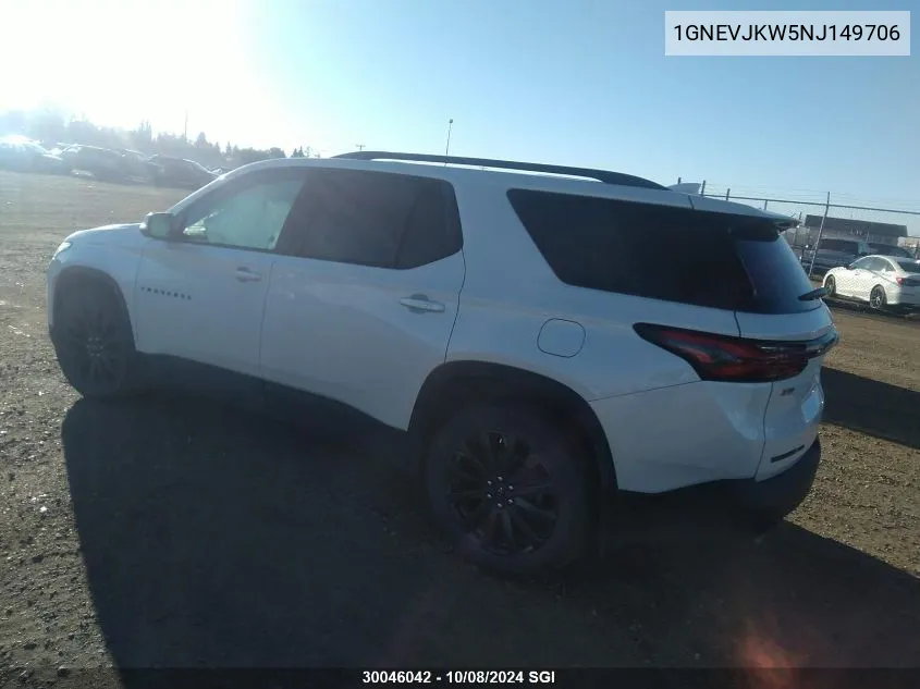 1GNEVJKW5NJ149706 2022 Chevrolet Traverse Rs