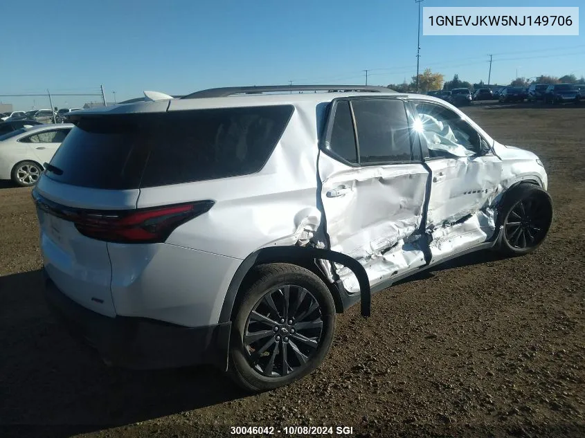 2022 Chevrolet Traverse Rs VIN: 1GNEVJKW5NJ149706 Lot: 30046042