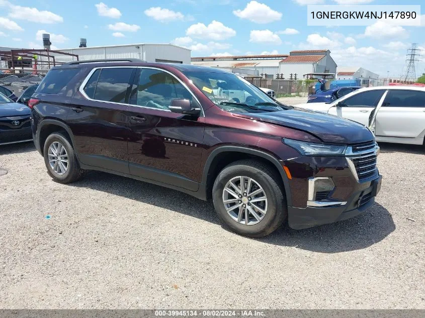 2022 Chevrolet Traverse Fwd Lt Cloth VIN: 1GNERGKW4NJ147890 Lot: 39945134