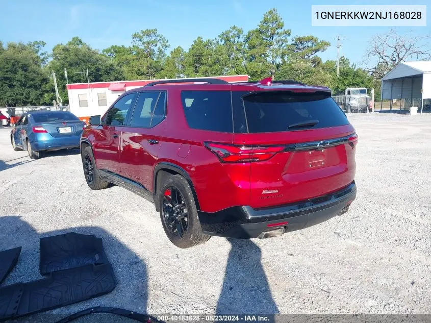 2022 Chevrolet Traverse Fwd Premier VIN: 1GNERKKW2NJ168028 Lot: 40183628