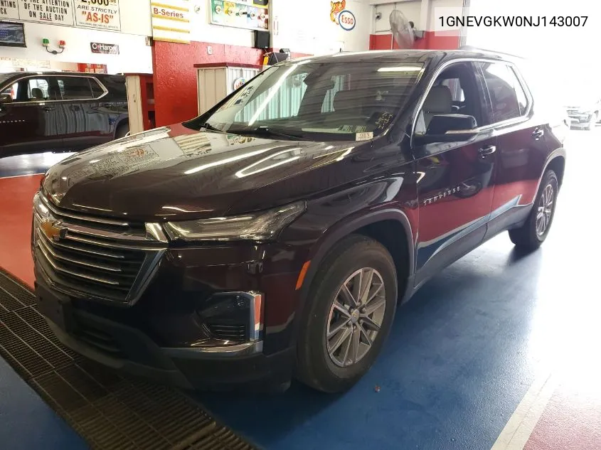 2022 Chevrolet Traverse Awd Lt Cloth VIN: 1GNEVGKW0NJ143007 Lot: 40443233