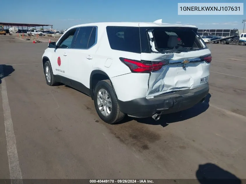 2022 Chevrolet Traverse Fwd 1Fl VIN: 1GNERLKWXNJ107631 Lot: 40449170