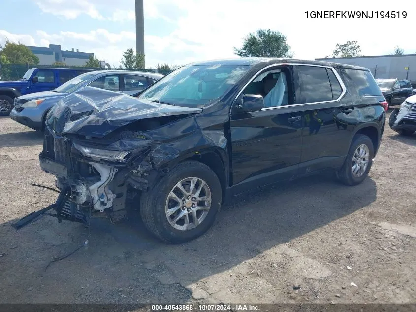 2022 Chevrolet Traverse Fwd Ls VIN: 1GNERFKW9NJ194519 Lot: 40543865