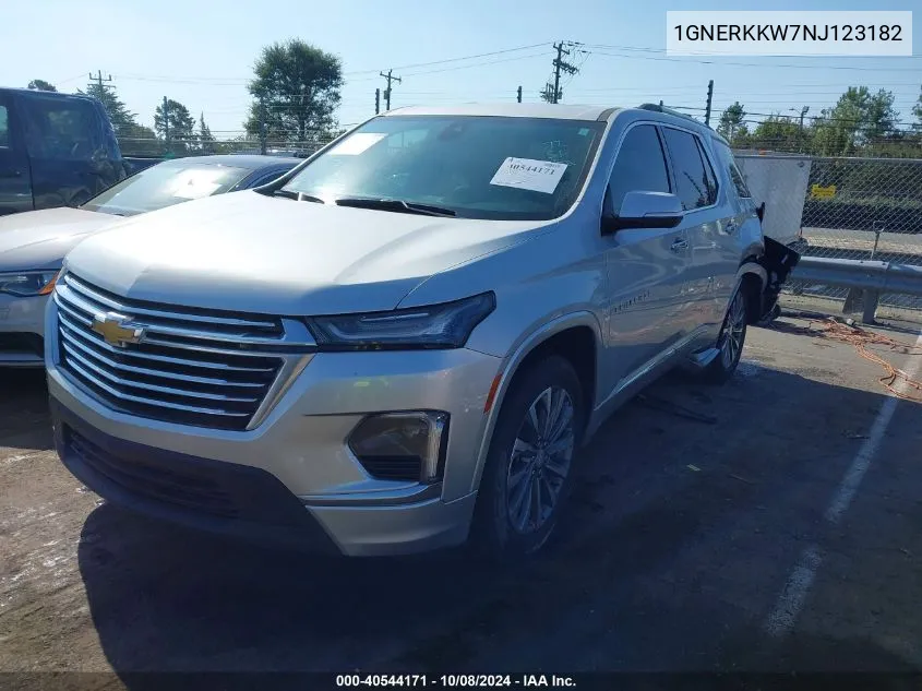 2022 Chevrolet Traverse Fwd Premier VIN: 1GNERKKW7NJ123182 Lot: 40544171