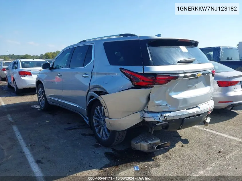 2022 Chevrolet Traverse Fwd Premier VIN: 1GNERKKW7NJ123182 Lot: 40544171