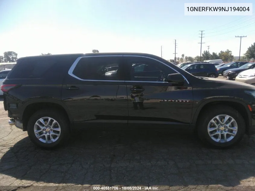 2022 Chevrolet Traverse Fwd Ls VIN: 1GNERFKW9NJ194004 Lot: 40551706