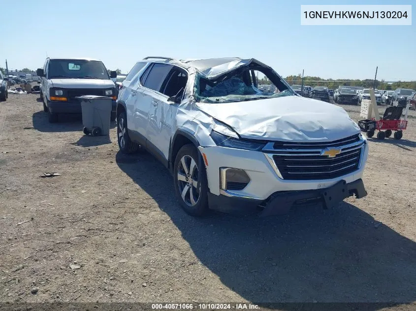 2022 Chevrolet Traverse Awd Lt Leather VIN: 1GNEVHKW6NJ130204 Lot: 40571066