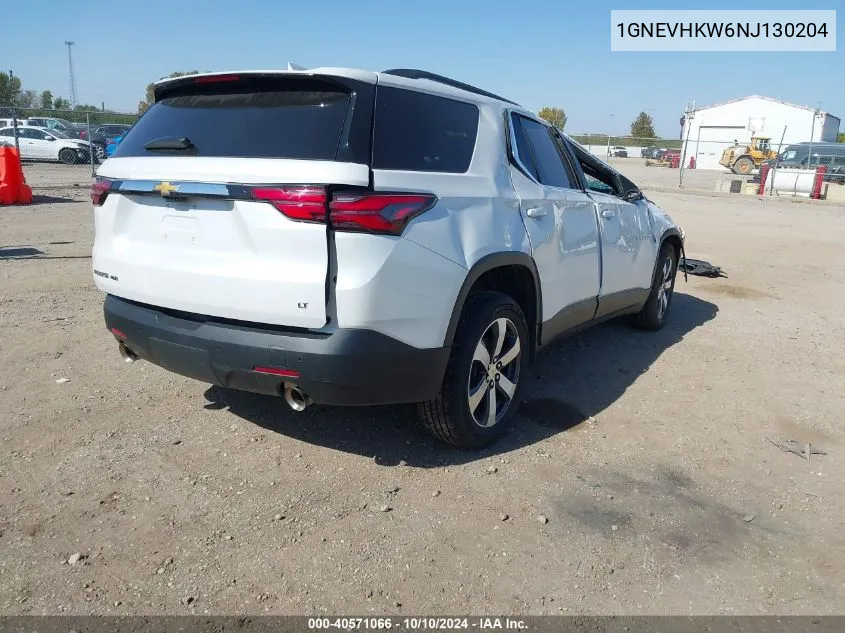 2022 Chevrolet Traverse Awd Lt Leather VIN: 1GNEVHKW6NJ130204 Lot: 40571066