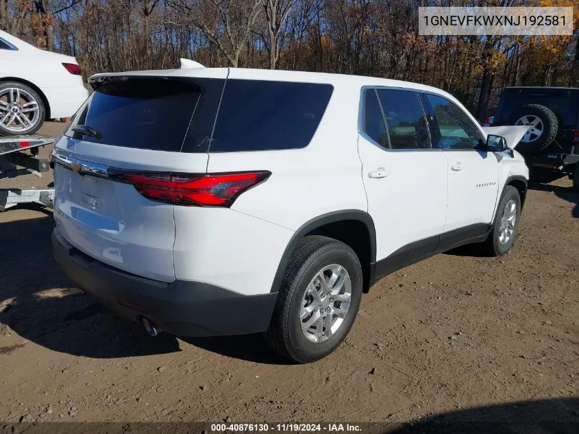 2022 Chevrolet Traverse Awd Ls VIN: 1GNEVFKWXNJ192581 Lot: 40876130