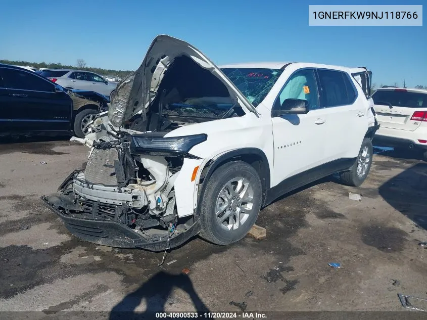 2022 Chevrolet Traverse Fwd Ls VIN: 1GNERFKW9NJ118766 Lot: 40900533