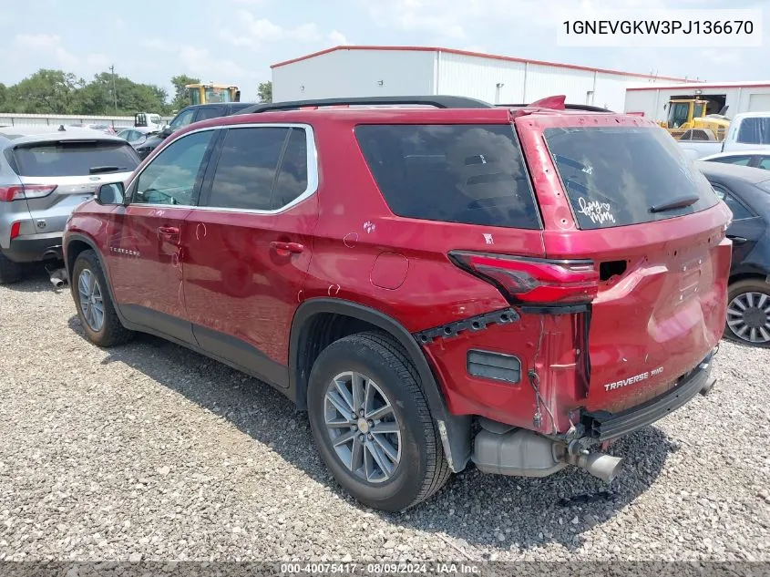 2023 Chevrolet Traverse Awd Lt Cloth VIN: 1GNEVGKW3PJ136670 Lot: 40075417