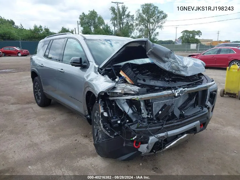 2024 Chevrolet Traverse Awd Z71 VIN: 1GNEVJKS1RJ198243 Lot: 40216382